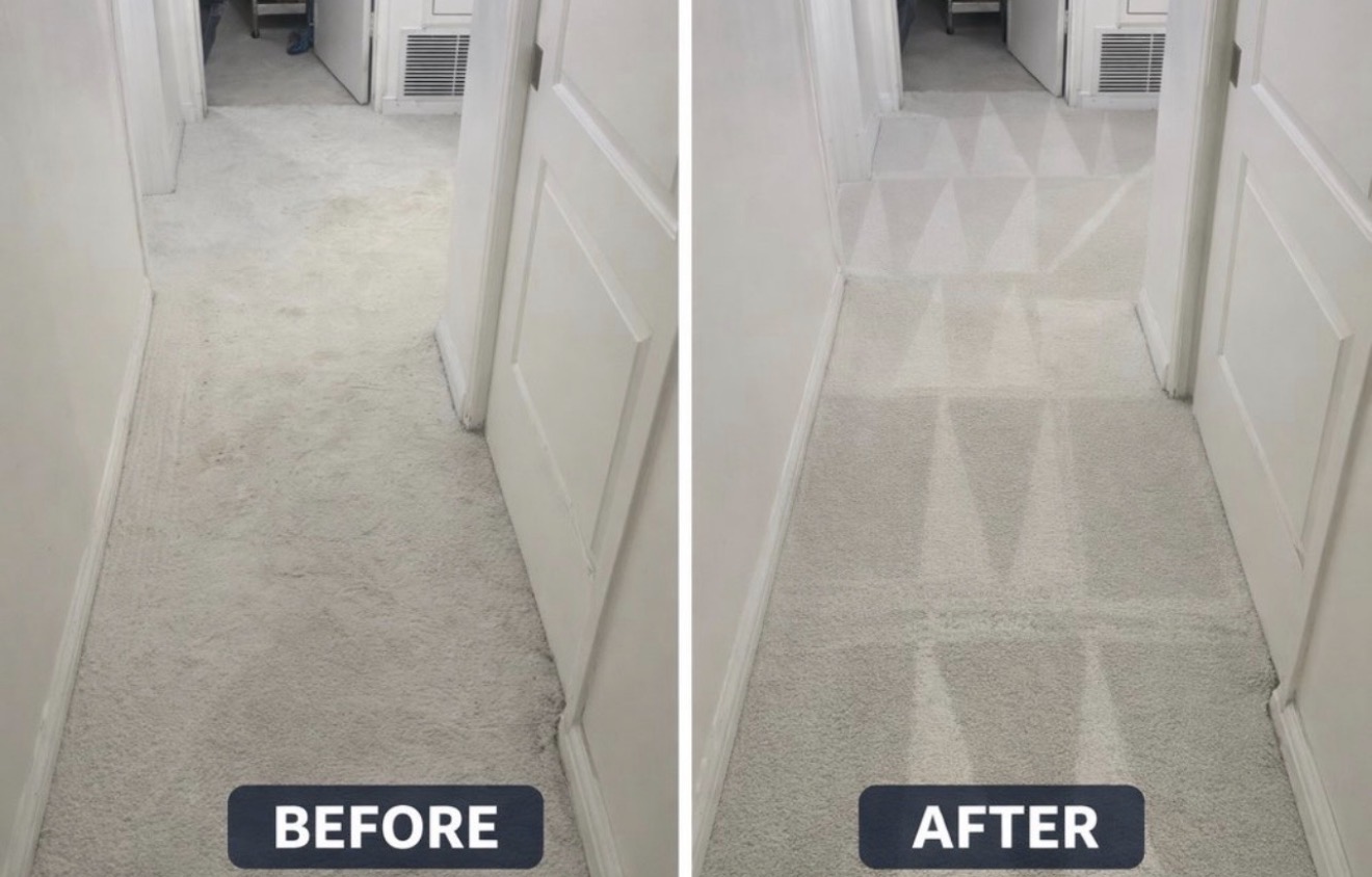 Before and after carpet cleaning results